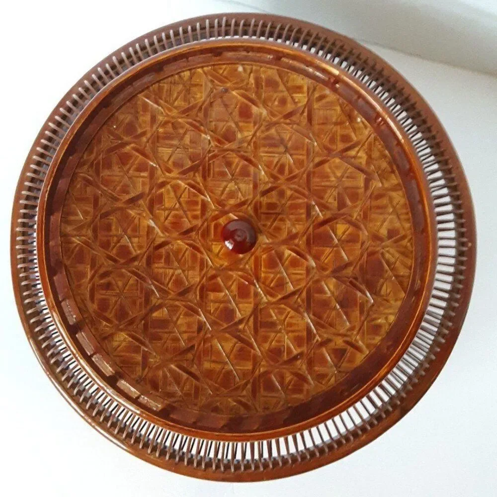 Vintage RARE Asian Brown Basket Food Storage 10in